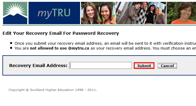 Enter your email and click submit