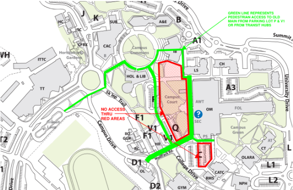 Map of pedestrian detour