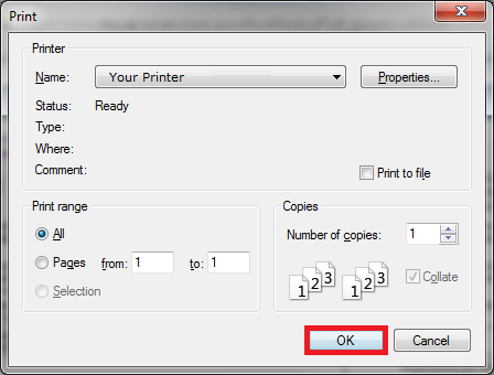 Print Dialogue - Firefox