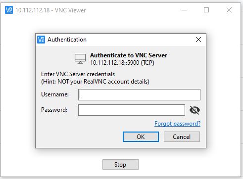 Login to VNC