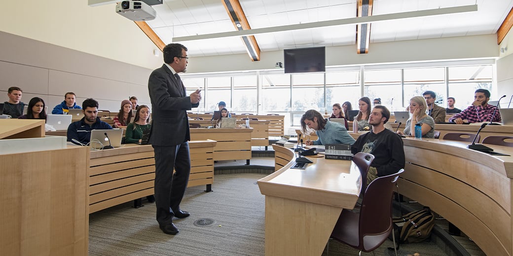 Law professor giving lecture