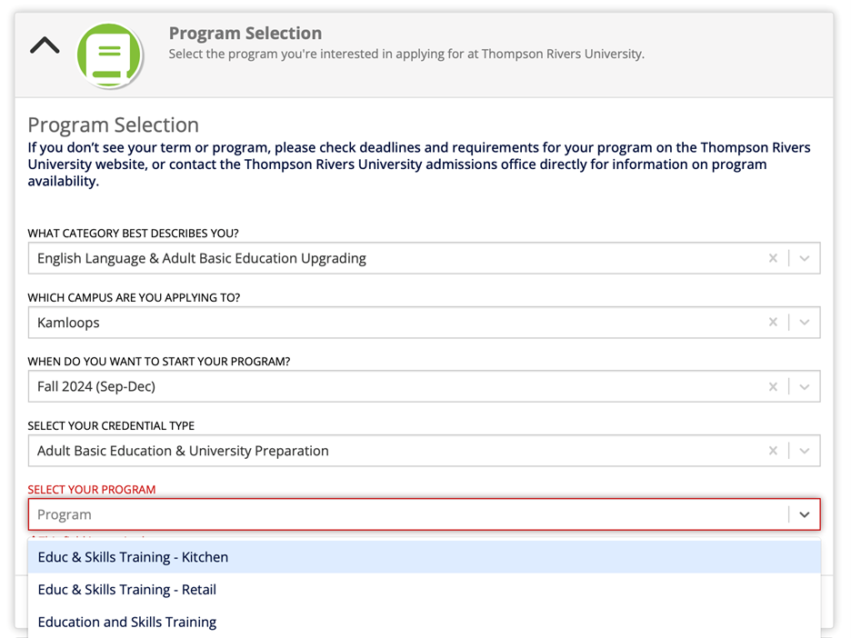 Program selection