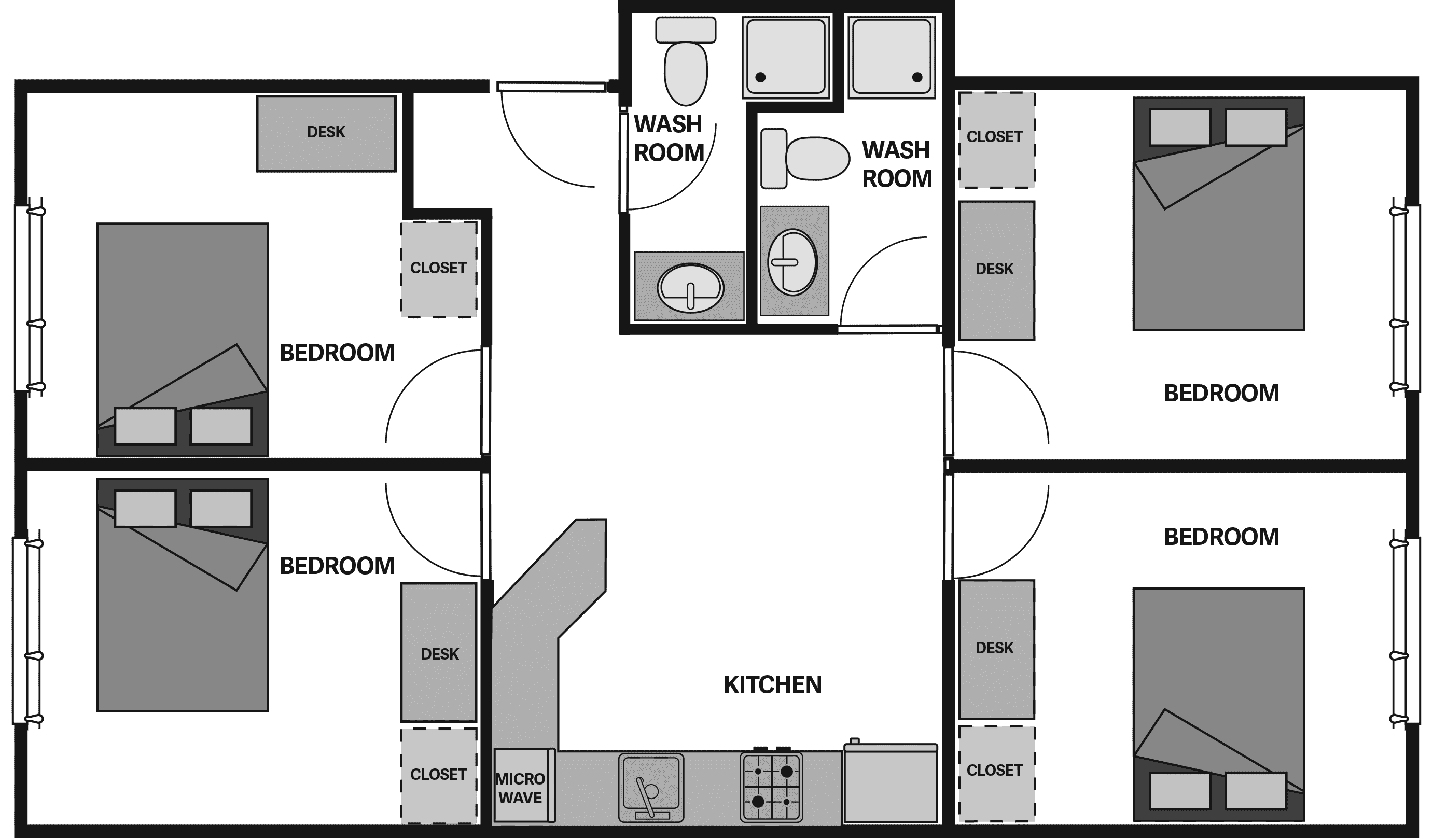 Four-bedroom floor plan