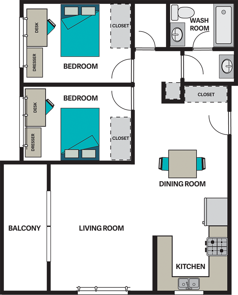 Two-bedroom floor plan