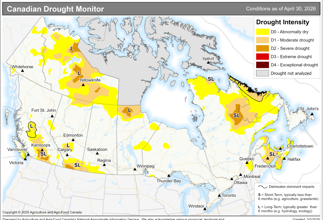 Canadian Drought Monitor 30 April 2026