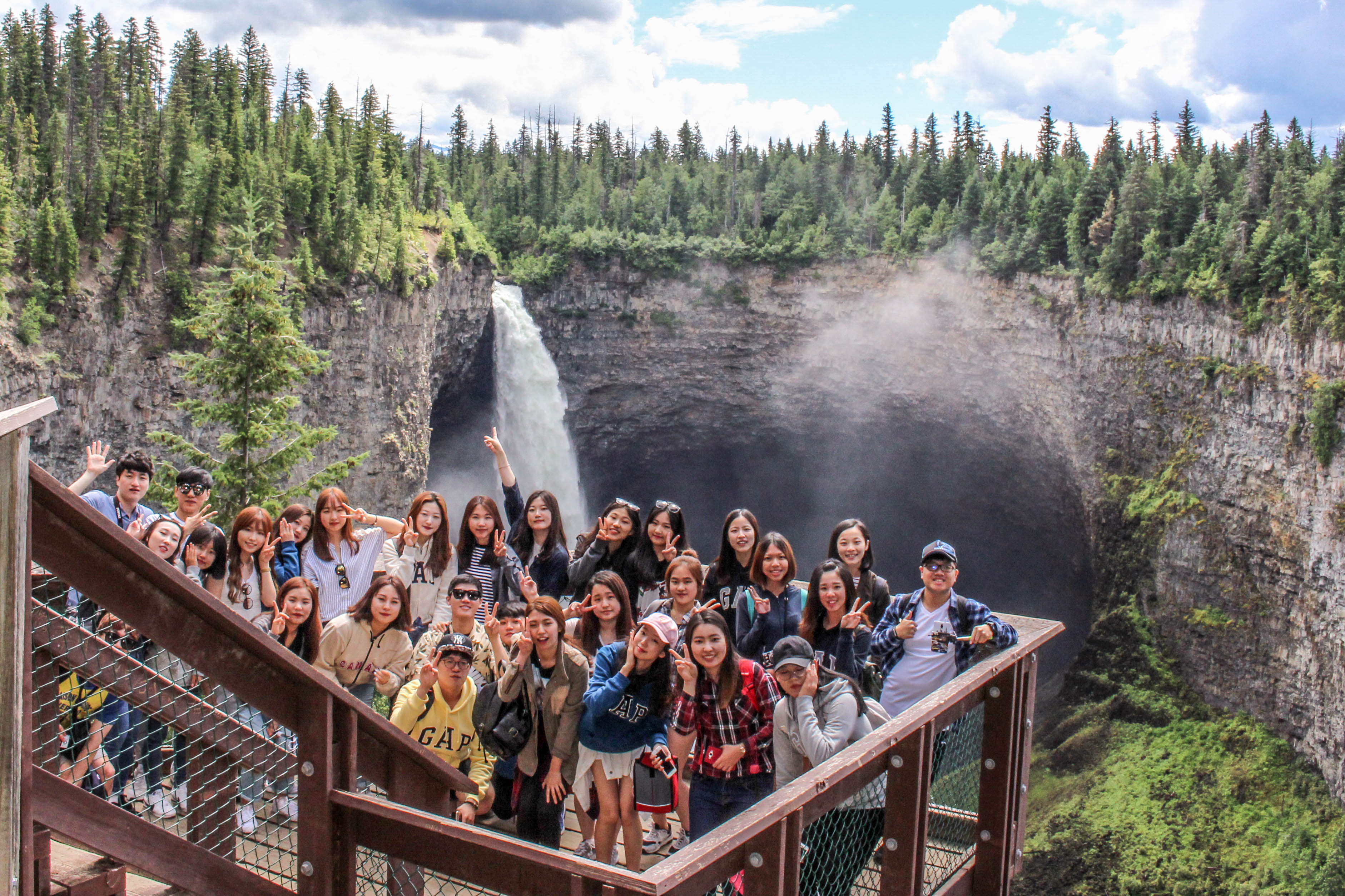 Students at Helmcken Falls