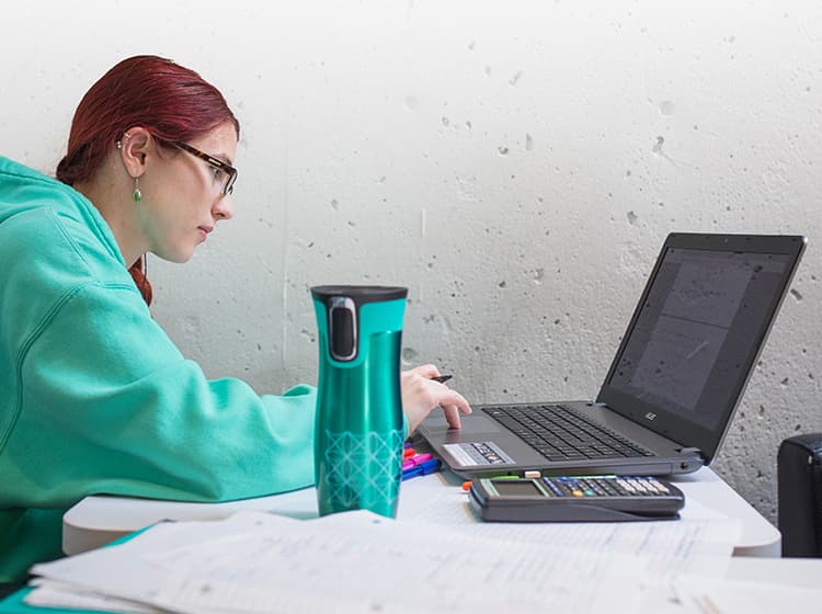 Student studying on laptop
