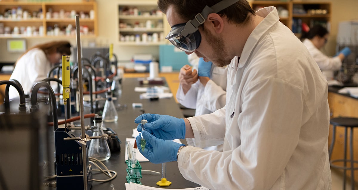 Student doing chemistry task