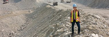 student standing in mine