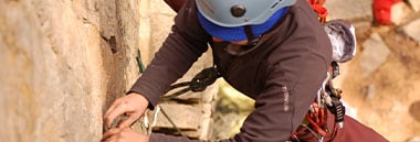 student rockclimbing