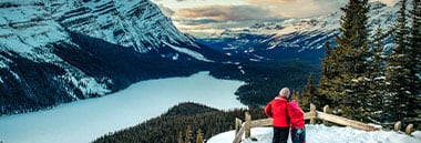 people enjoying winter alpine view