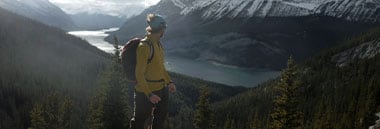 hiker enjoying alpine view