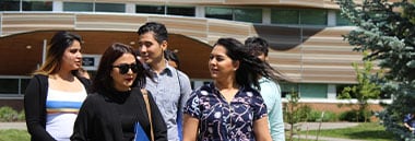 students walking on campus